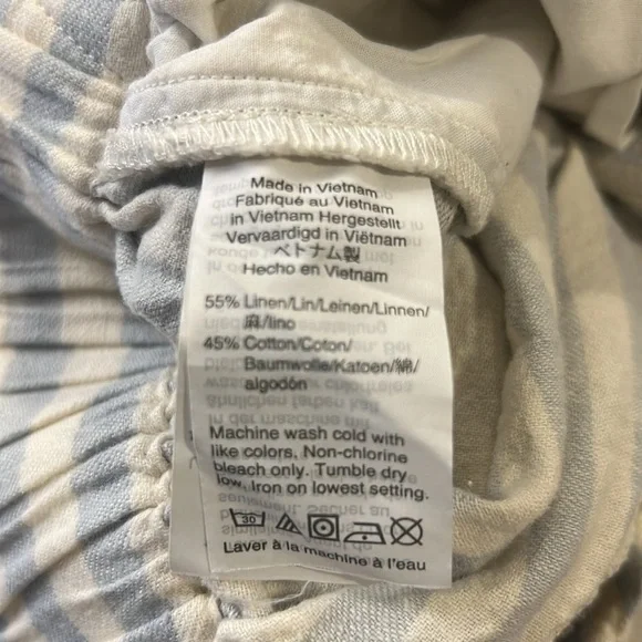 Madewell Huston blue and ivory tie waist wide leg cropped pants size X small - Picture 12 of 12